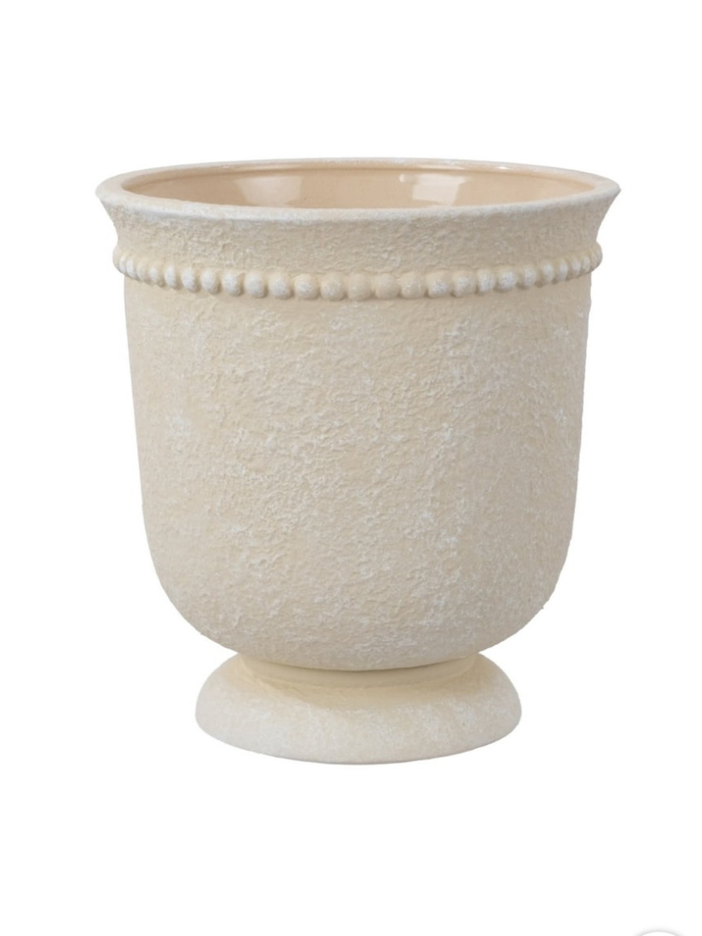 My Texas House 8" Cream Dot Urn - Ceramic Plant Pot, 8.1" Dia × 8.5" H